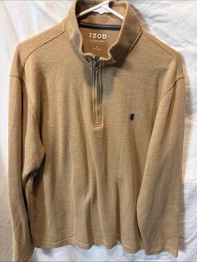 Izod Men’s Light Brown Quarter-Zip Sweater Pullover